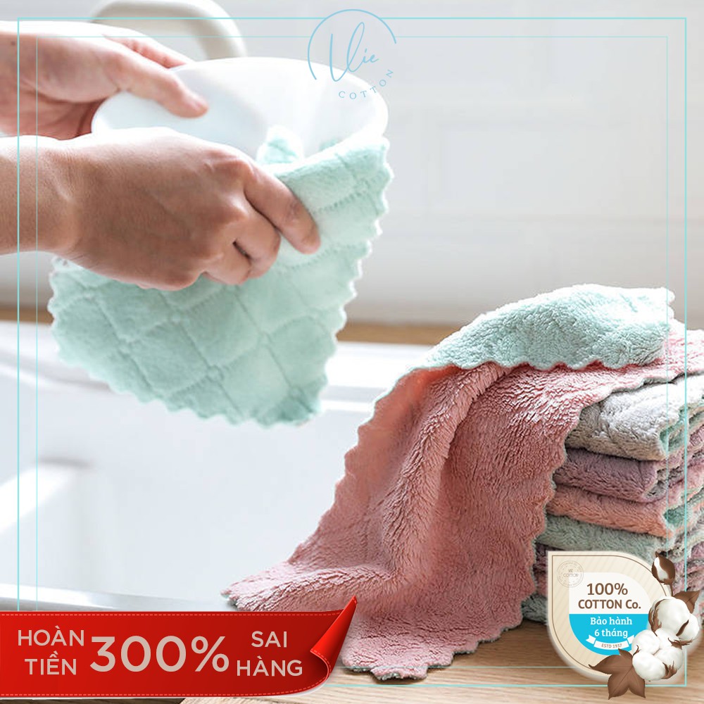 [Mã LIFEHLSALE2 giảm 10% đơn 0Đ] Khăn lông cừu cao cấp 2 lớp 16x25cm lau nhà bếp chén dĩa siêu mềm siêu thấm hút