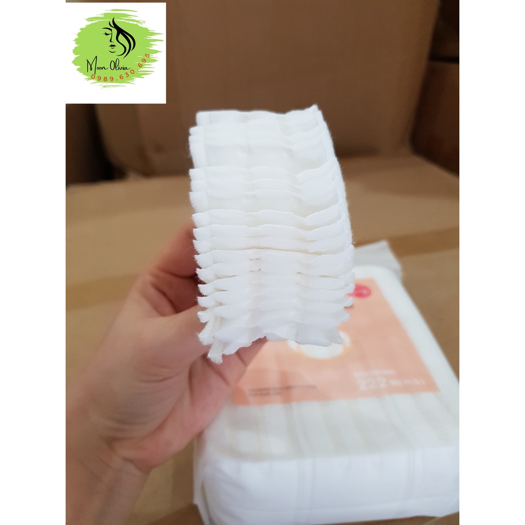 Bông tẩy trang 222 miếng  Natural Cotton Pad mẫu mới siều mềm, siêu dày