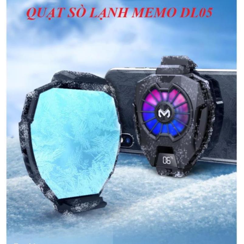 Quạt tản nhiệt điện thoại MEMO DL05 - Siêu lạnh, hiển thị nhiệt độ, LED RGB, Kẹp thu vào 2 chiều