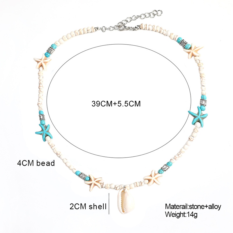 Vòng Cổ Choker Bằng Đá Tự Nhiên Mặt Hình Vỏ Sò Và Sao Biển Phong Cách Bohemian Thời Trang Cho Nữ