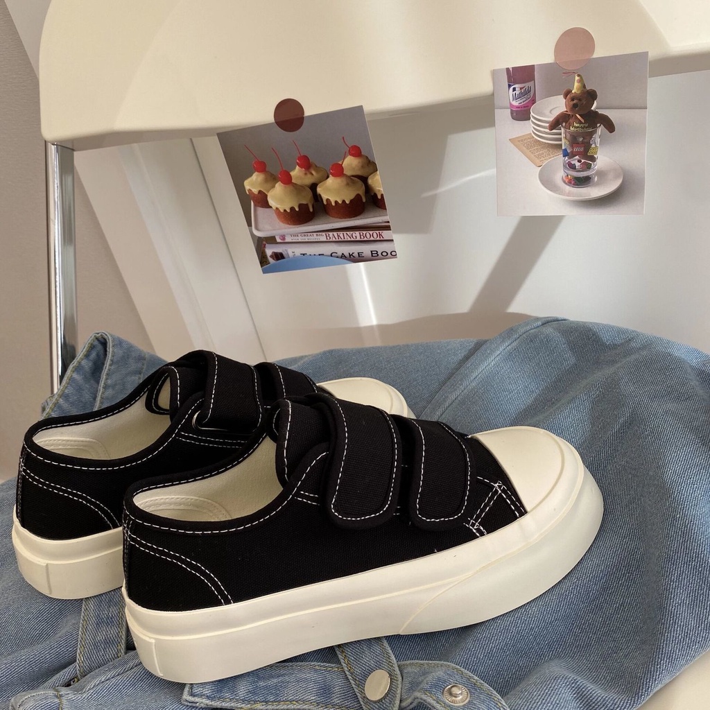 Giày canvas đế dày quai dán thời trang mùa xuân mới 2021 dành cho nữ