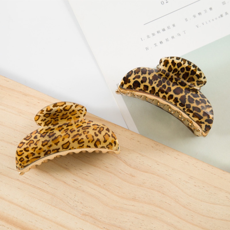 [6 mẫu] Kẹp tóc màu da báo acrylic kiểu hàn quốc (KT99)