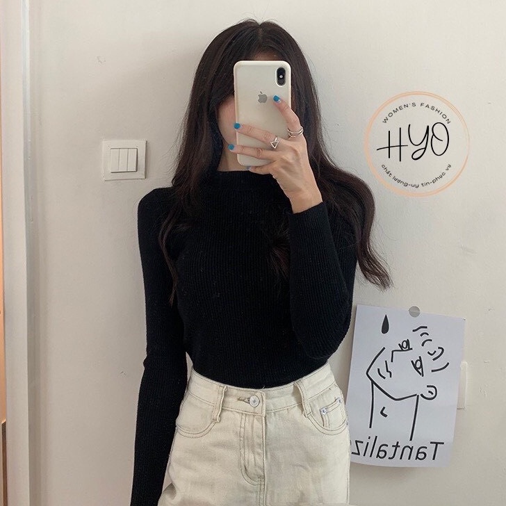 Áo Len Tăm Cổ 3 Phân Ôm Body Co Dãn