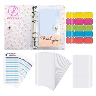 Bộ sổ tay PVC đóng gáy khổ A6 dụng cụ lập kế hoạch ngân sách túi đóng gáy tờ giấy chi tiêu và nhãn dán