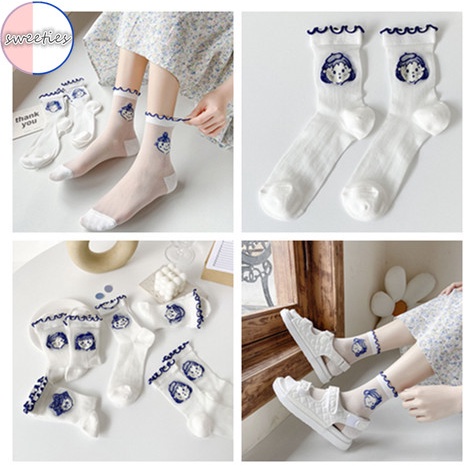 1 Đôi Vớ Ren Siêu Mỏng Thoáng Khí Phong Cách Lolita Nhật Bản Thời Trang Mùa Hè Dành Cho Nữ
