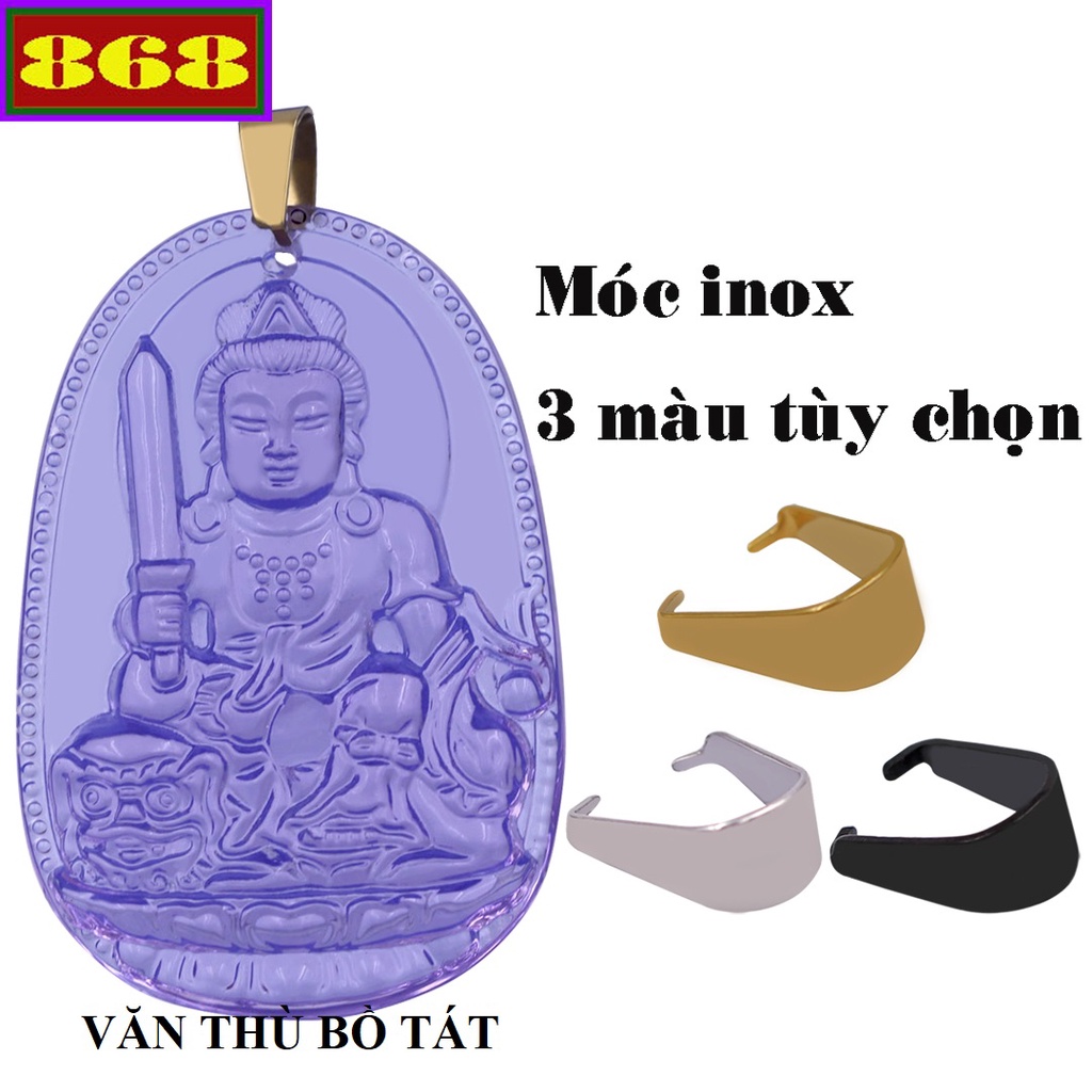 Mặt dây chuyền hộ mệnh tuổi Mão - Phật Văn thù pha lê tím MFLIB8 - Size phù hợp cho nam và nữ