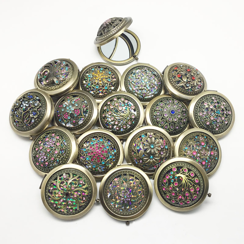 Gương Trang Điểm Hai Mặt Mini Dạng Gập Phong Cách Vintage