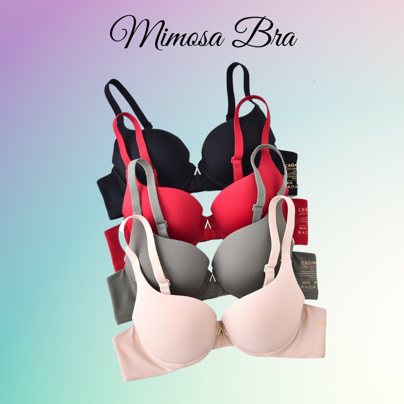 Áo Lót Nữ MIMOSA BRA CXG A17 Siêu Đẩy Ngực, Mút Kép Trơn Có Gọng Nâng 4cm