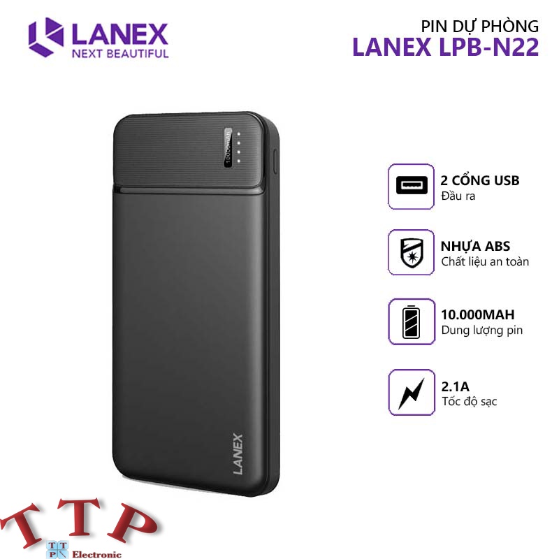 Pin dự phòng Lanex LPB-N22 10.000mAh