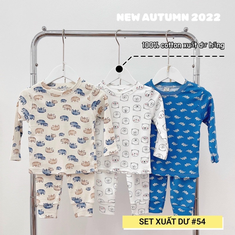 Set 3 bộ thun cotton dài tay bé trai