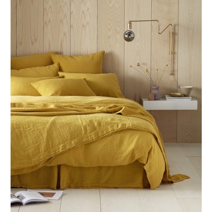Bộ ga gối linen tưng premium màu vàng 𝑴𝒖𝒔𝒕𝒂𝒓𝒅 𝒀𝒆𝒍𝒍𝒐𝒘