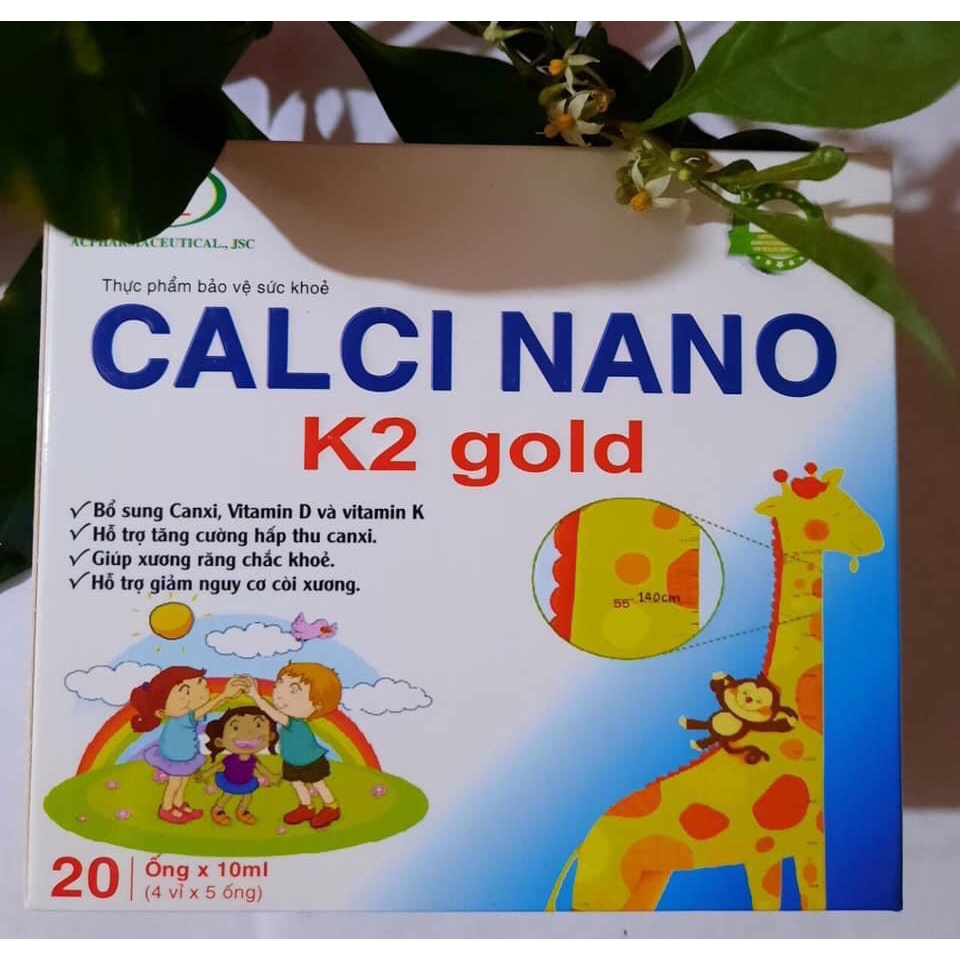 Calci Nano K2 Gold - K2, D3 tốt cho bé, tốt cho bà bầu, bổ sung canxi cho người bị loãng xương