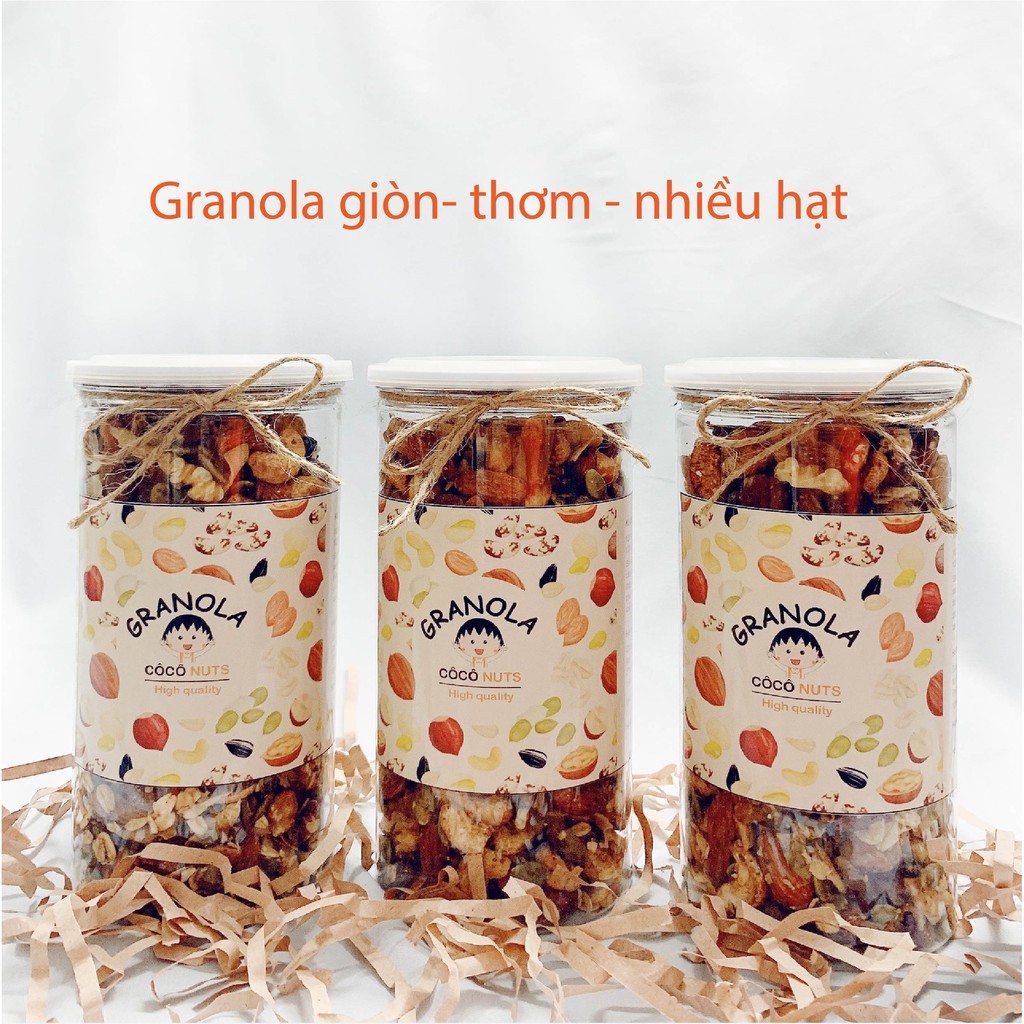 Granola siêu Hạt &amp; Quả 500g Coconuts, Granola ăn kiêng, Ngũ cốc giảm cân thêm Macca, Óc chó đỏ