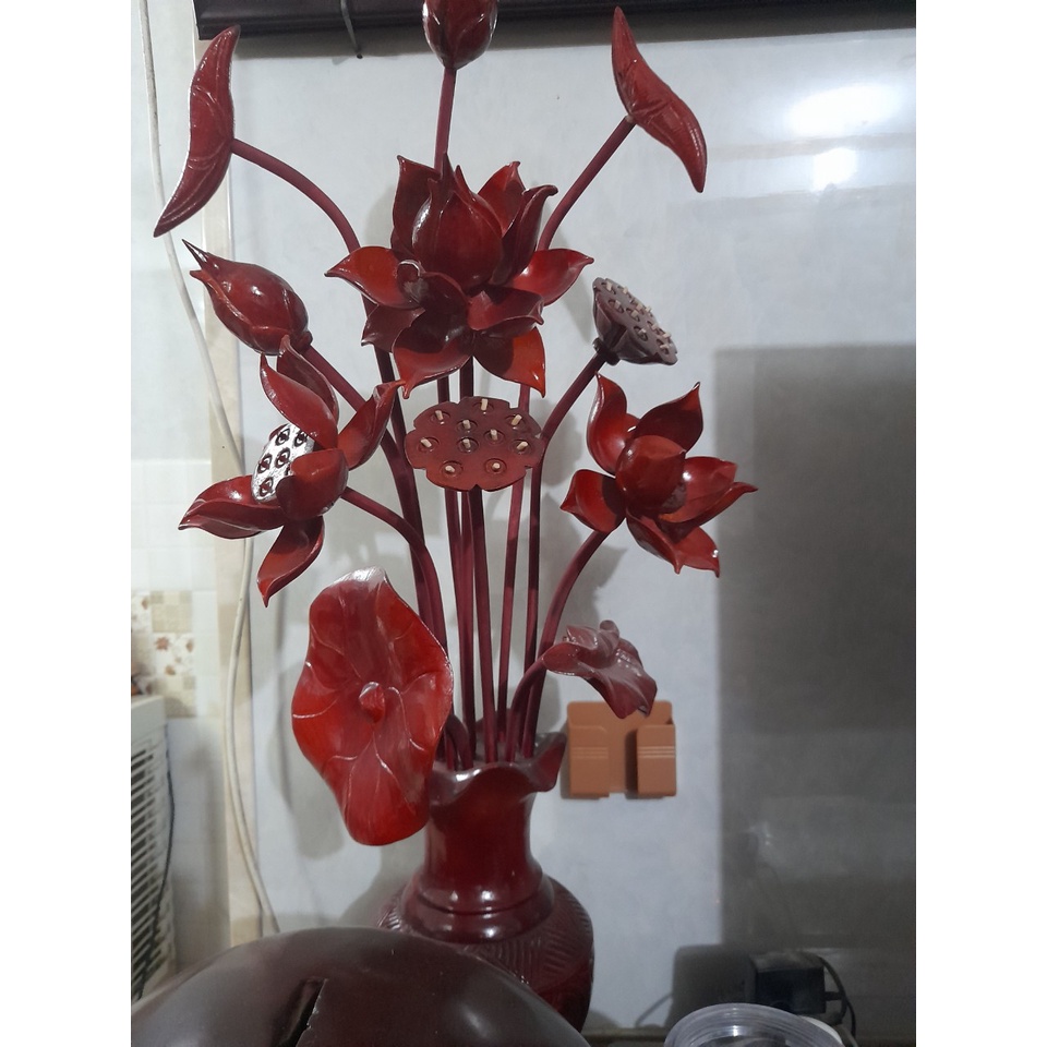 BÌnh hoa Sen Gỗ Hương cao 87cm