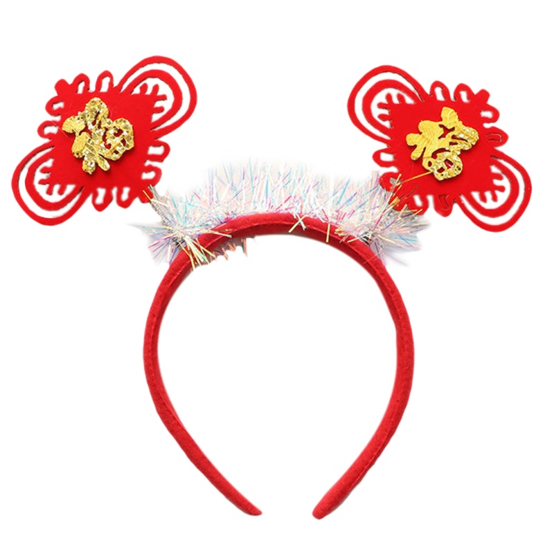 Cài Tóc Đính Nơ Tua Rua Phong Cách Trung Hoa Mừng Năm Mới Cho Bé Gái