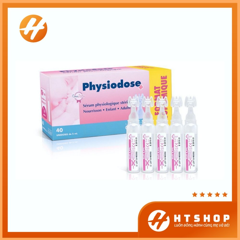 Nước Muối Sinh Lý Physiodose Vệ Sinh Mũi Họng Cho Trẻ Từ Sơ Sinh Hộp 40 Ống 5ml