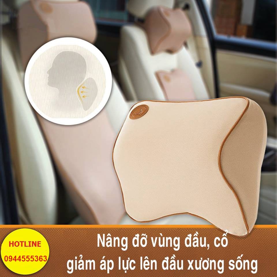 Combo Gối đầu + Đệm tựa lưng trên ô tô bằng cao su non cực êm