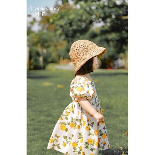 Váy công chúa Sofia Candy cho bé gái vàng chanh, siêu xinh, chất liệu cotton mịn