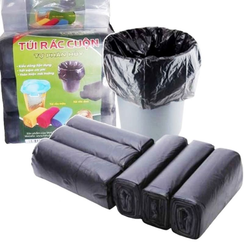 Set 3 cuộn túi rác tự phân hủy sinh học bảo vệ môi trường to 55*65 MISY HOME