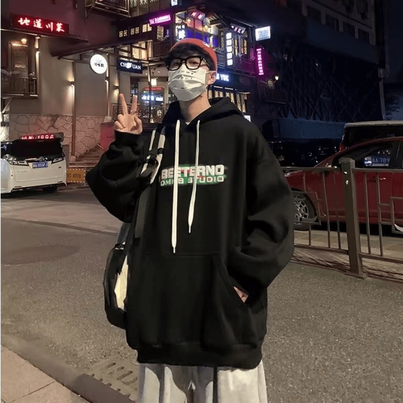 Áo hoodie Dáng Rộng Có In Chữ Thời Trang Phong Cách Hàn Quốc Cho Nam