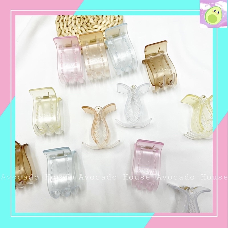 Kẹp tóc càng cua 5 răng nhựa mờ tông màu pastel