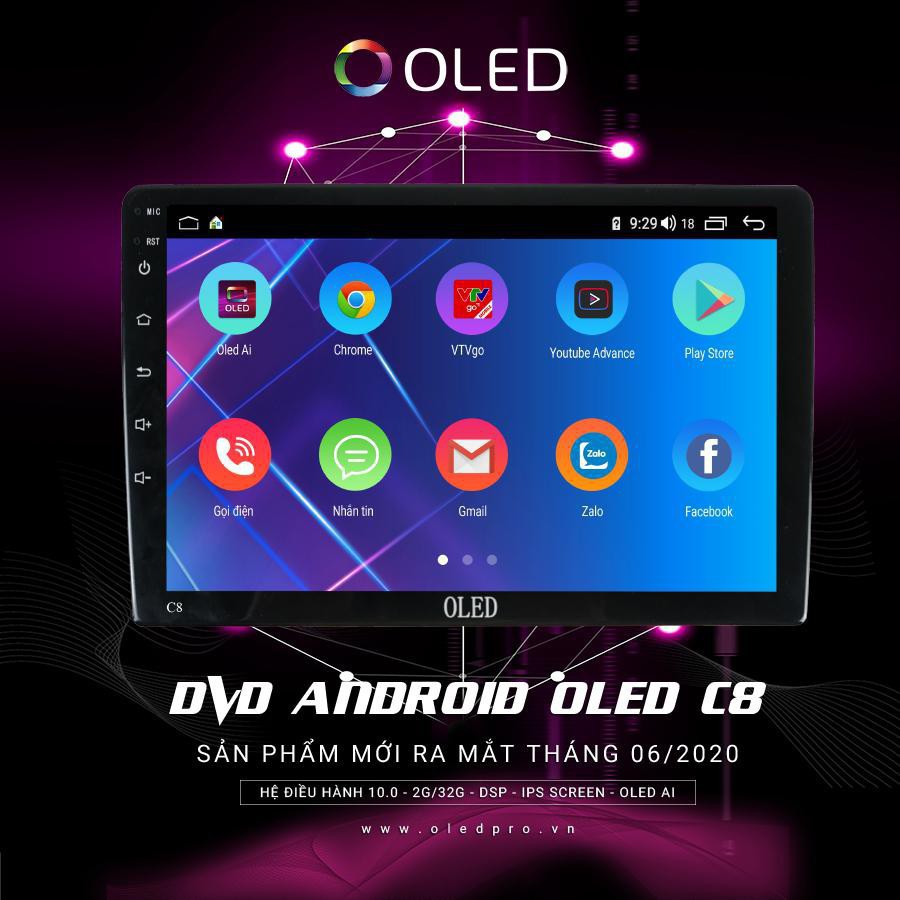 Màn hình DVD Android OLED C8 -TẶNG VIETMAP S1, CAM HÀNH TRÌNH TRƯỚC SAU, ĐỊNH VỊ THEO DÕI XE