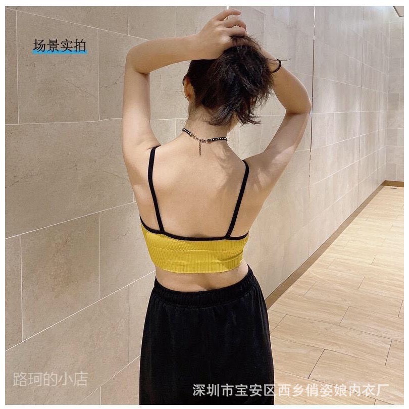 Áo Bra Tập Gym Yoga Nữ Len Tăm In Chữ, Áo Croptop Hai Dây Kèm Mút Ngực Tôn Dáng [Ảnh Chụp Thật] - OB042