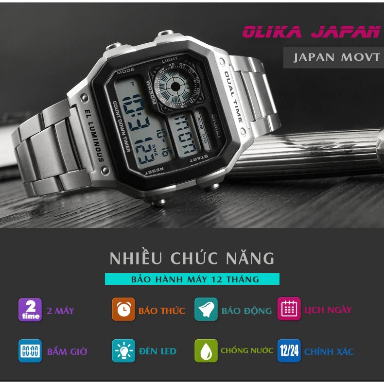 Đồng hồ Nam OLIKA JAPAN 8888 Dây Kim Loại - Siêu chống nước - Chuẩn bền Quân Đội | BigBuy360 - bigbuy360.vn