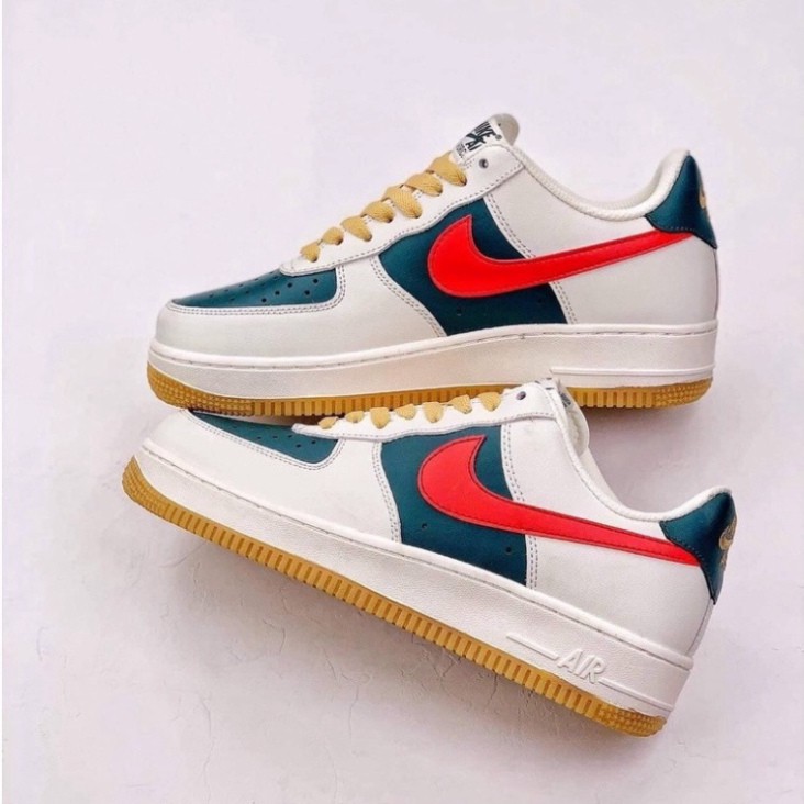 Giày thể thao Jordan AF1 cao cấp full bill box, giày Sneaker nam nữ cổ thấp da lộn màu xanh đỏ đế cao, JD form đẹp M11