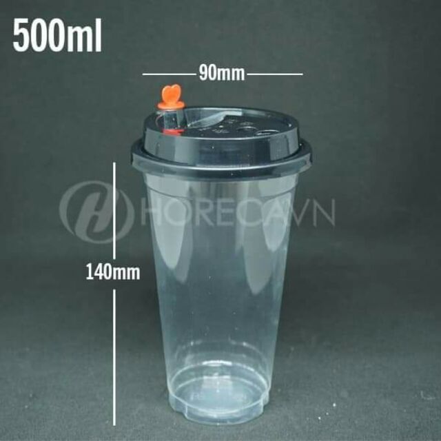 15 cốc tim nắp đen 500ml dày dặn