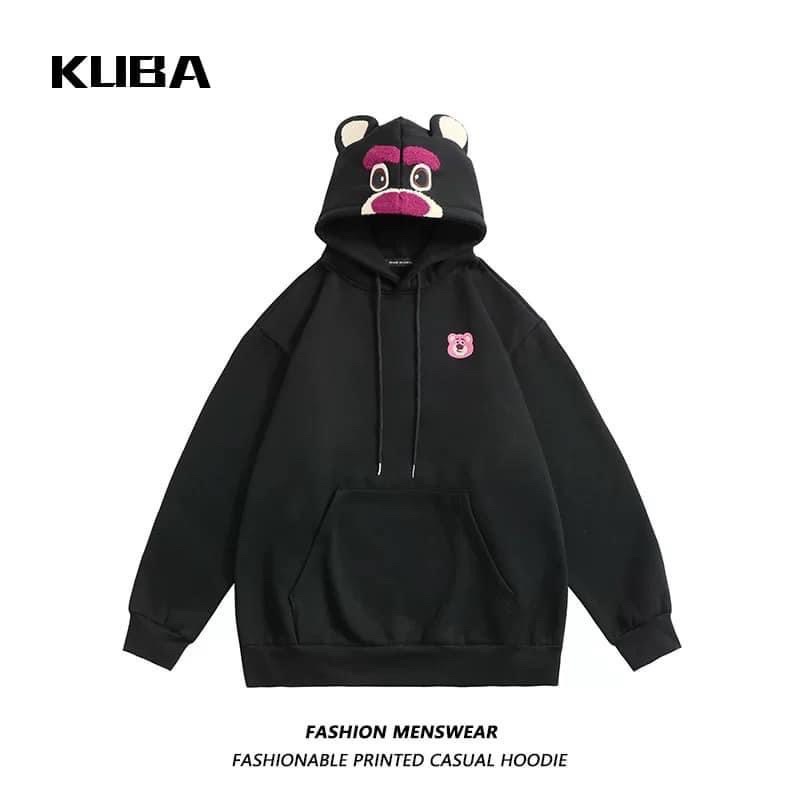 Áo hoodie nỉ bông gấu béo hồng gấu đen dâu tây cặp đôi Losto Bear Couple QCCC