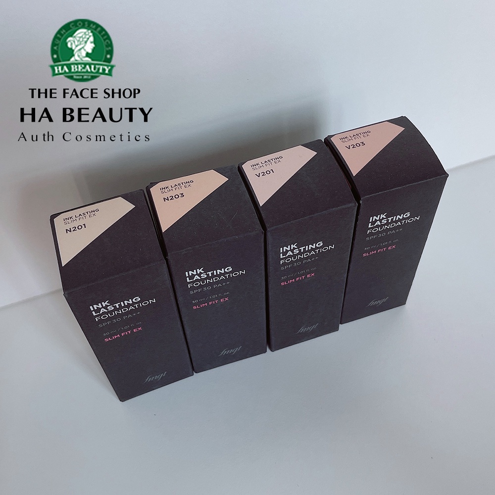 Kem nền che khuyết điểm trang điểm đa năng dưỡng ẩm lâu trôi The Face Shop Ink Lasting Foundation Slim Fit Ex SPF30 PA++