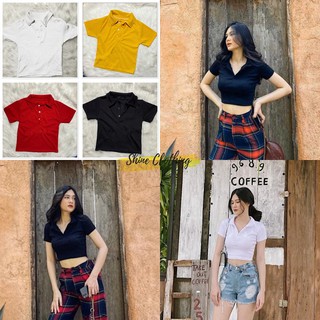 [ Inbox trước để chọn màu] Áo Croptop thun gân , thun trơn xinh xắn Shine Clothing