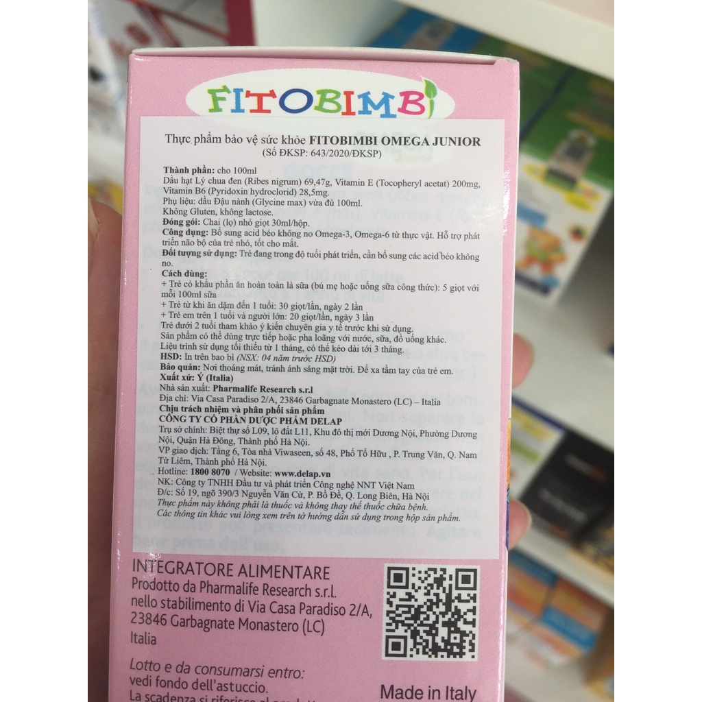 FITOBIMBI OMEGA JUNIOR - Hỗ trợ phát triển não bộ của trẻ nhỏ, tốt cho mắt