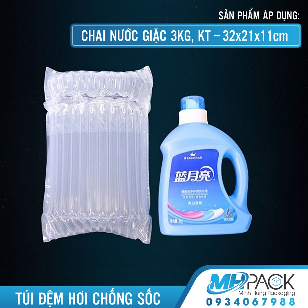 Đệm hơi túi đựng chai nước giặt 3kg 32x21x11cm túi gói hàng chống sốc sữa bột, mỹ phẩm, chai lọ thủy tinh, dầu nhớt