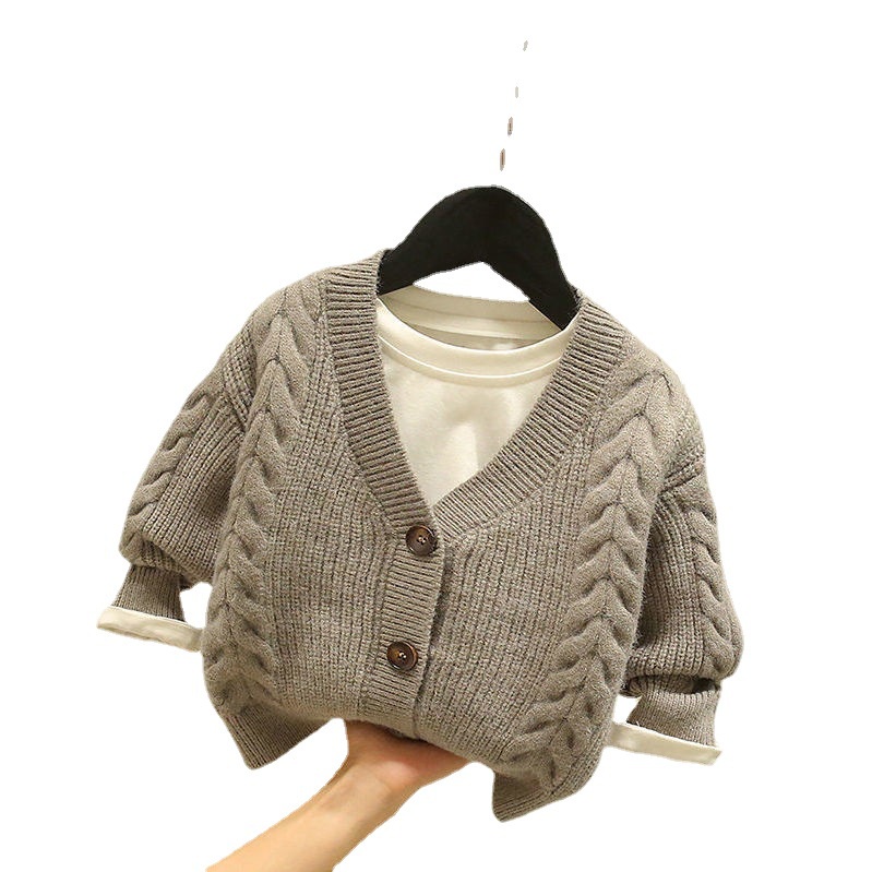 Áo Khoác Cardigan Dệt Kim Thiết Kế Mới Thời Trang Mùa Thu Đông Theo Phong Cách Hàn Quốc Cho Bé Trai