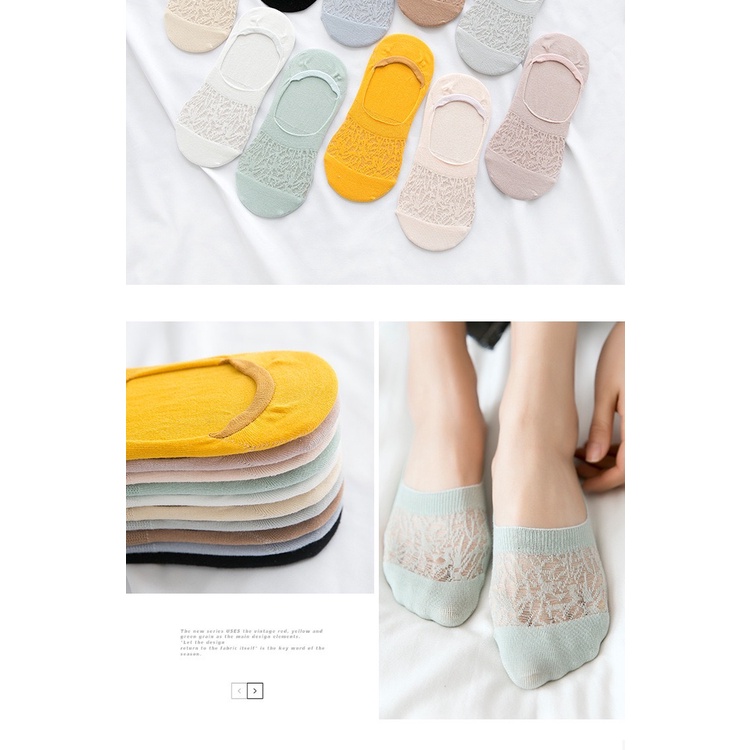 Vớ/ Tất Ren Lười Nữ Cotton Thoáng Khí Cao Cấp T124