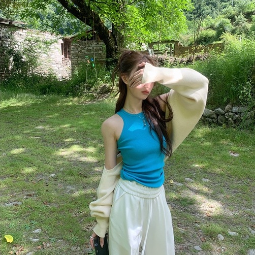 Áo ba lỗ khoét vai ❤️iCotton❤️ Áo tanktop dáng dài chất liệu thun tăm mặc mềm mịn mát