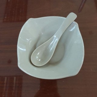 Muỗng ăn cơm 14cm cong bầu vân đá trắng, đen, xanh nhựa melamine phíp thìa phíp chịu nhiệt - Spoon F-No25