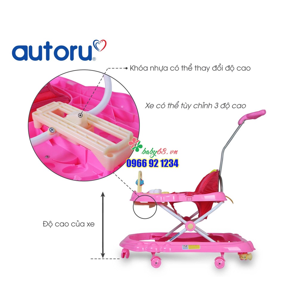 Xe tập đi nhựa hình thỏ Autoru AUBW04 - có nhạc, cây đẩy và lót chân