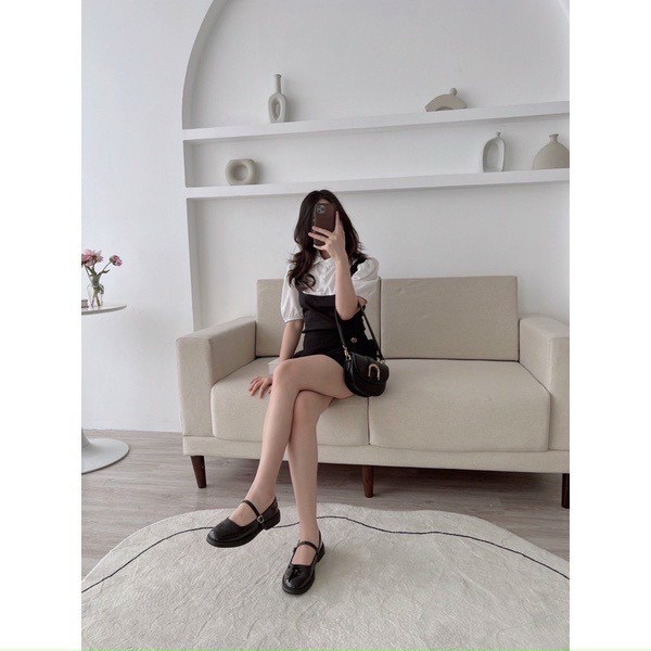 Giày nữ Mary Jane tiểu thư đế bằng 2cm khóa cạnh phong cách Hàn Quốc thời trang xinh xắn điệu đà. giầy bệt da mềm