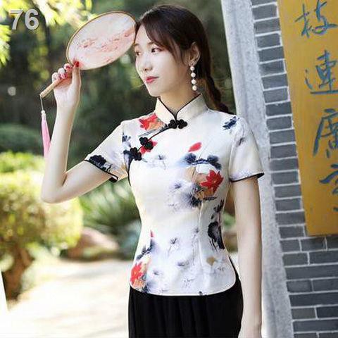 mới và cải tiến retro Tang suit sườn xám hàng đầu nữ phong cách Trung Quốc cỡ lớn văn học và nghệ thuật thời trang phong