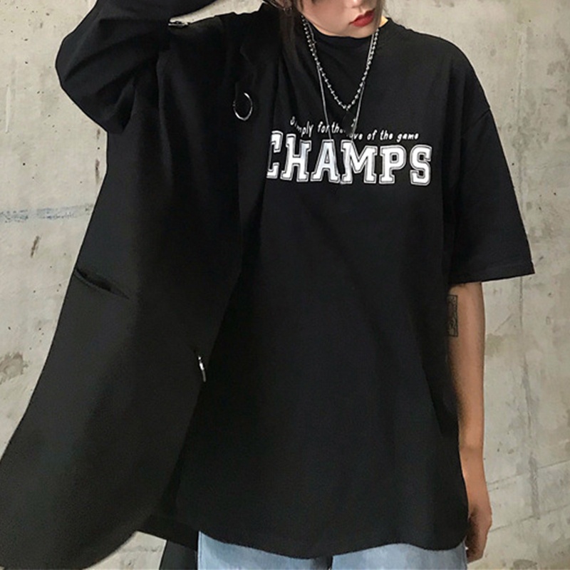 Áo Thun Tay Ngắn Dáng Rộng In Chữ Phong Cách Harajuku Màu Trắng Đen Thời Trang Mùa Hè Cho Nam Và Nữ