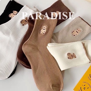 Tất nữ cổ cao hình gấu vớ nhiều màu phong cách vintage chất mềm mịn thun co giãn shoes paradise V01