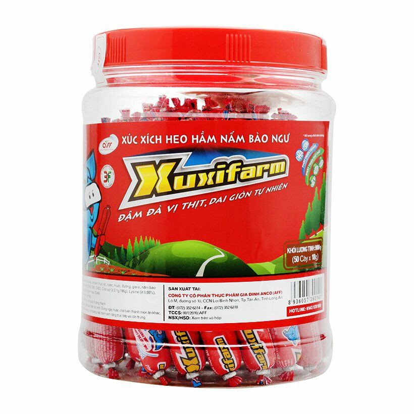 1 hộp xúc xích hiệu Xuxifarm (50 cây x18gr)