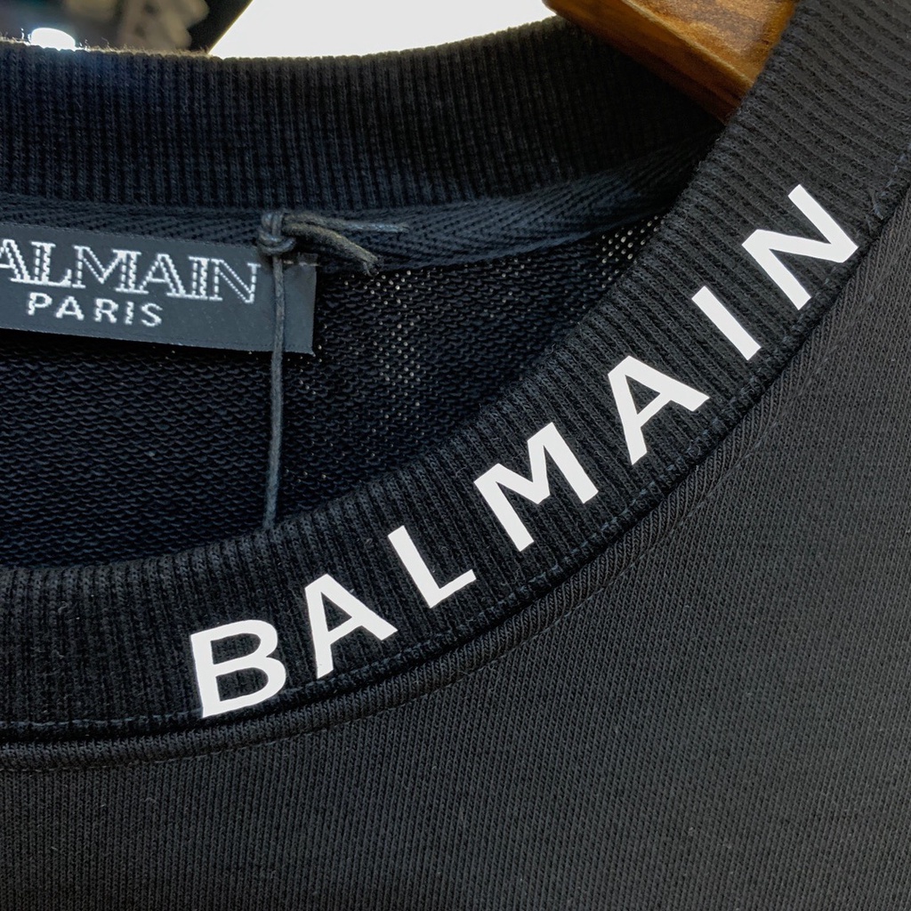 Balma1n 2021 Áo sweater cotton tay dài cổ tròn in chữ phong cách mới cho nam