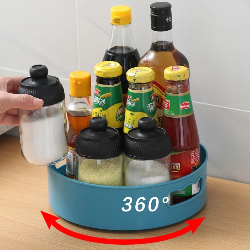 Khay Đựng Lọ Gia Vị Đa Năng Xoay 360 Độ Chống Trượt Chống Nước Cho Nhà Bếp Giá Đỡ