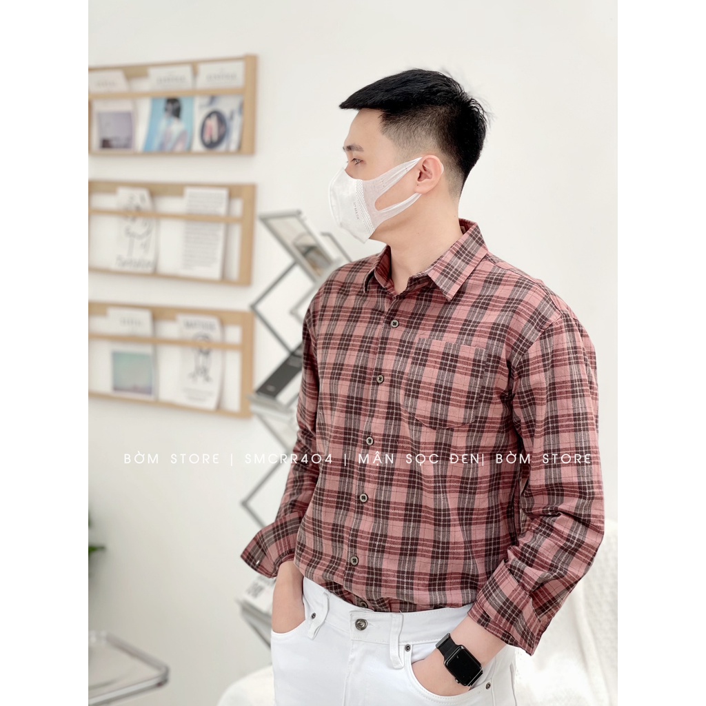 Áo Sơ Mi Nam Mẫu Caro Form Rộng Mận Sọc Đen BEACON DENIM Form Rộng Thời Trang Nam Đẹp SMCRR404