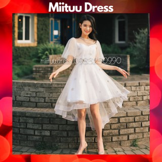 Váy trắng hoa nhí trễ vai baby đi chơi dự tiệc sinh nhật dạ hội kỉ yếu xòe bèo công chúa xinh dễ thương Miituu CTV47