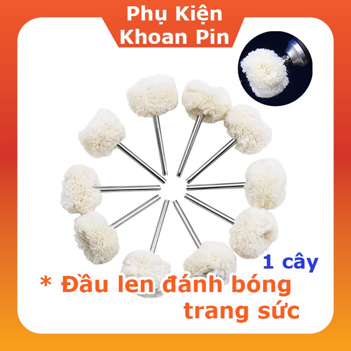 Đầu len đánh bóng chân 3ly (3x25mm) sản phẩm dùng cho máy khoan mài khắc mini